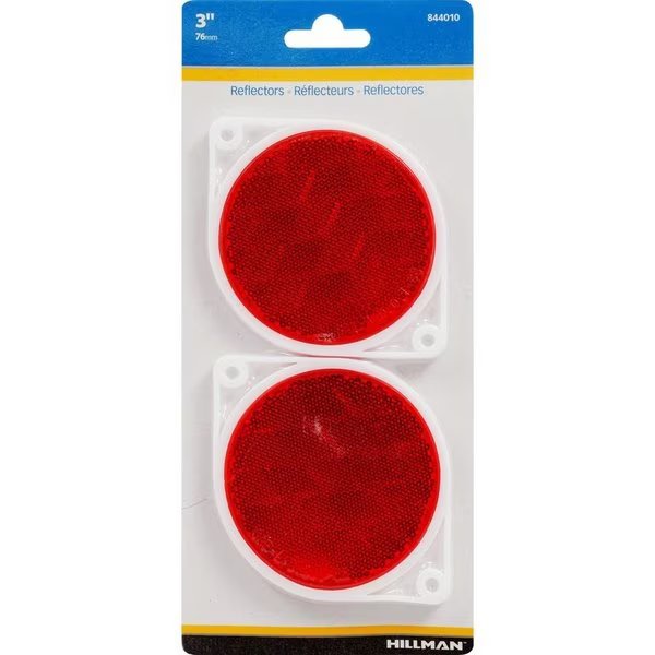 Round Red Reflectors 2 pk, 6PK, Hillman, Mfr#: 844010
